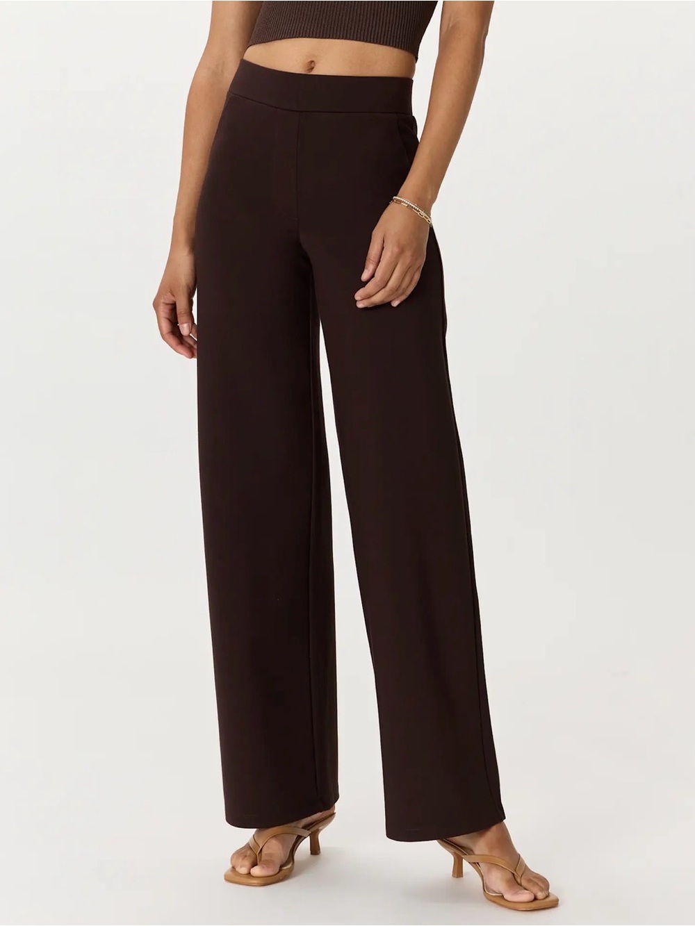 Quince Ultra-Stretch Ponte Wide Leg Pants Espresso